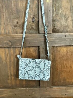 Victoria's Secret Snake-Print Crossbody Bag in Light Gray and Black